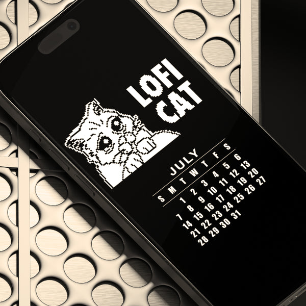 2024 Cell Phone Calendar - LoFi Cat Original Pixel Art by CremaSound.Shop