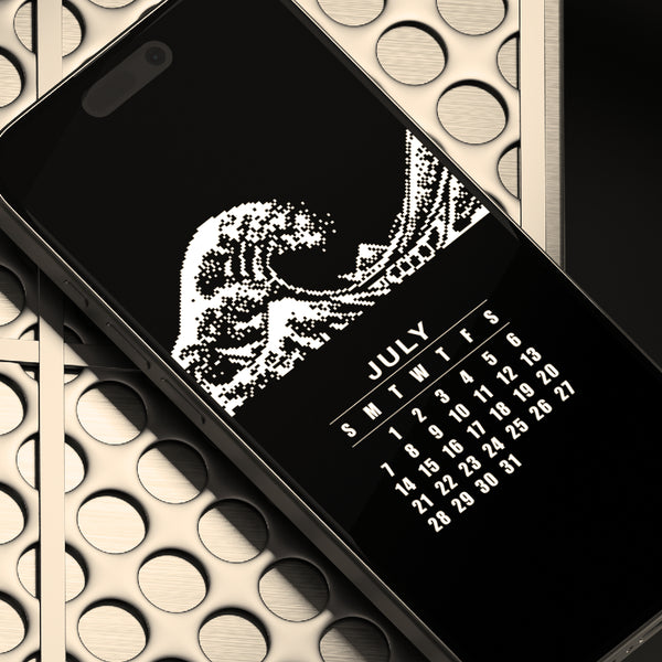 2024 Cell Phone Calendar - The Great Wave off Kanagawa Original Pixel Art by CremaSound.Shop
